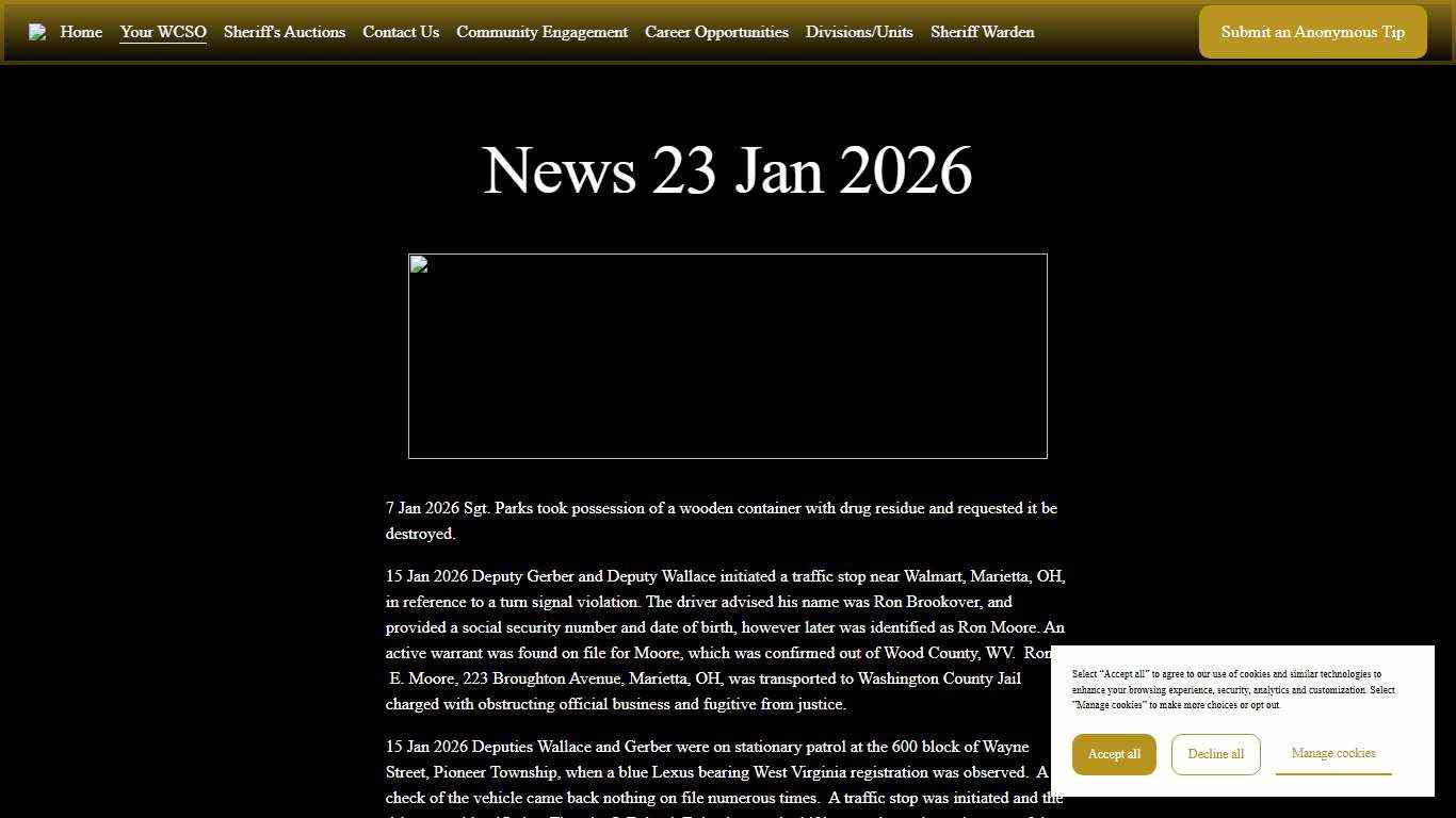 News 23 Jan 2026 — Washington County Sheriff's Office-Ohio