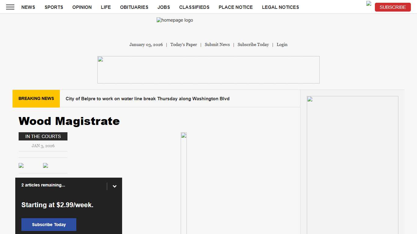 Wood Magistrate News, Sports, Jobs - News and Sentinel